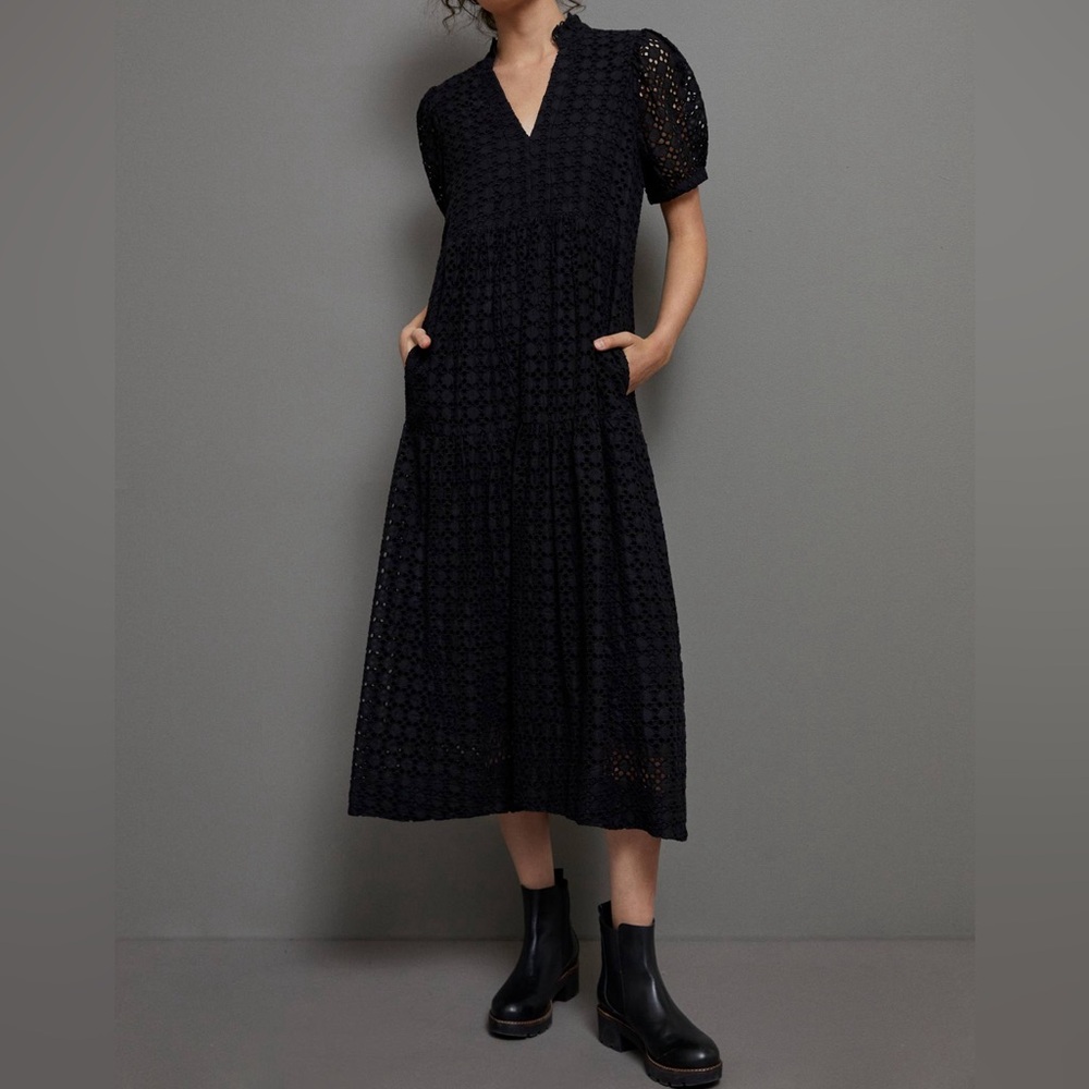 Anthropologie MAEVE Kass Tiered Eyelet Midi Dress size M